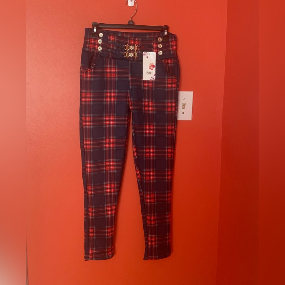 Ladies Blue & Red Plaid JD’s Pants NWT.